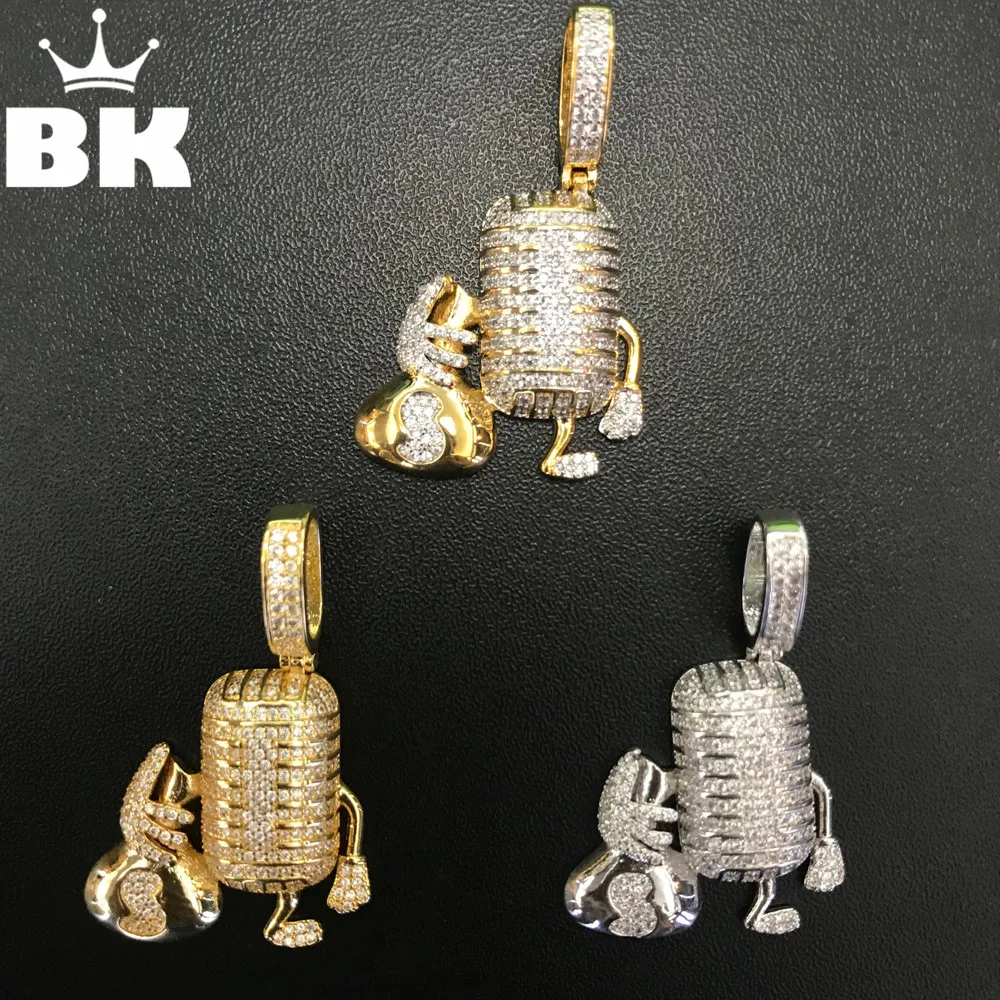 Блестящий микрофон KING с сумкой для денег ожерелье кулоном и микрозакрепкой из