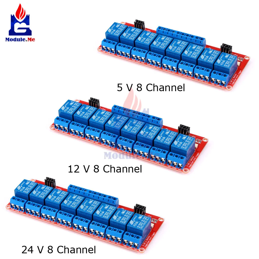 

High & Low Level Trigger for Ardiuno Relay Module DC 5 V 12 V 24 V 8 Channel Relay Module Board Shield with Optocoupler