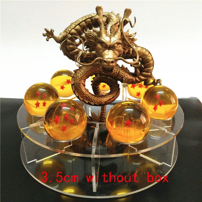 Dragon ball Z фигурка Shenron Shenlong Dragon ball фигурки дракона+ 7 хрустальных Драконовых шаров 4,2 см+ 1 полка brinquedos - Цвет: 3.5cm opp