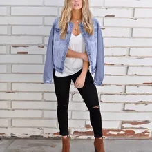 Chamsgend джинсовая куртка для женщин Спортивная Кнопка Свободное пальто с длинными рукавами размера плюс простые Беговые тренировочные женские спортивные топы для улицы