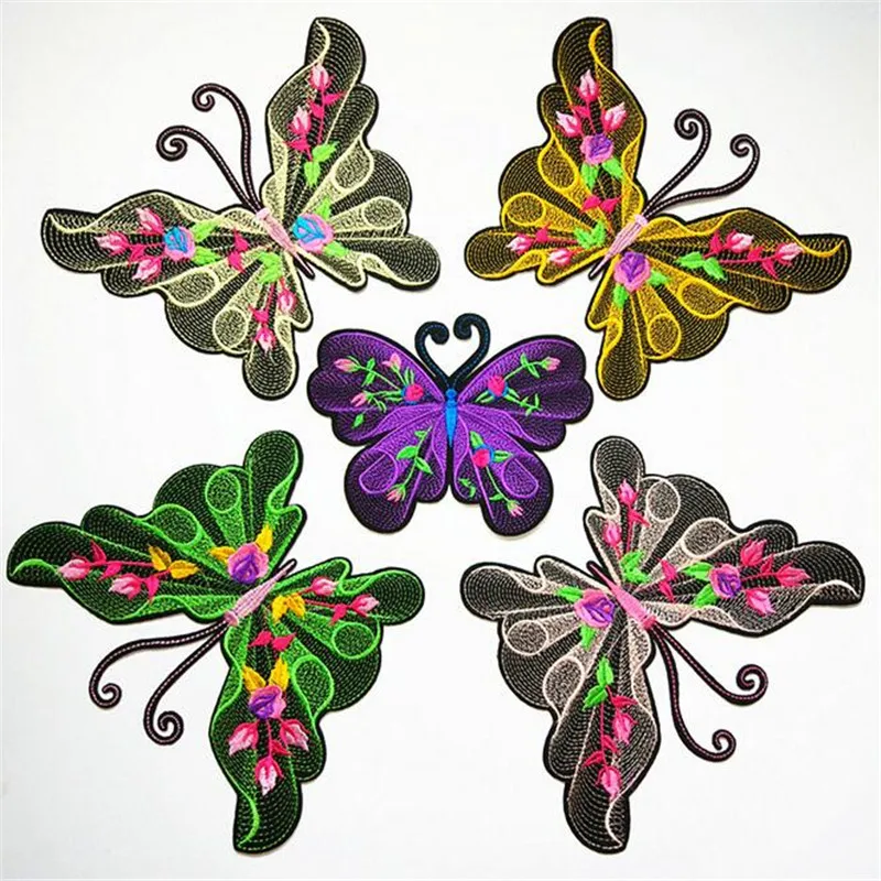 

Cheap Big Butterfly Embroidered Patch for Clothing Iron Sew Applique Shirt Jacket Bags Sticker Clothes Badges Patch for Jeans