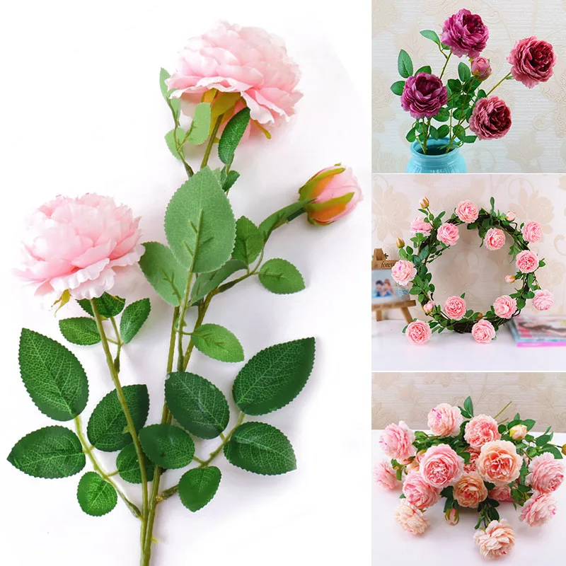

Silk Cloth Simulation Rose European Plant Basket Decor for Balcony Wedding Decoration Bridal Bouquet for Fake Peony