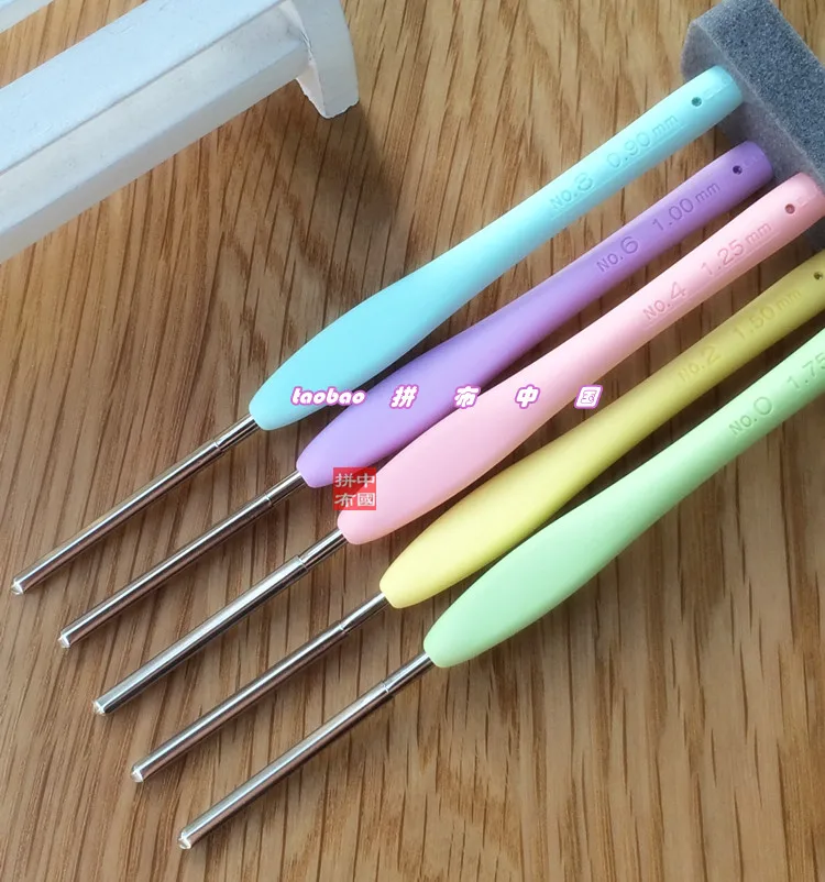 JAPAN CLOVER 43-323 Cushion Grip Aluminium Crochet Hooks needles Knitting Yarn size 1.75MM 1.5MM 1.25MM 1MM 0.9MM 0.75MM 0.6MM