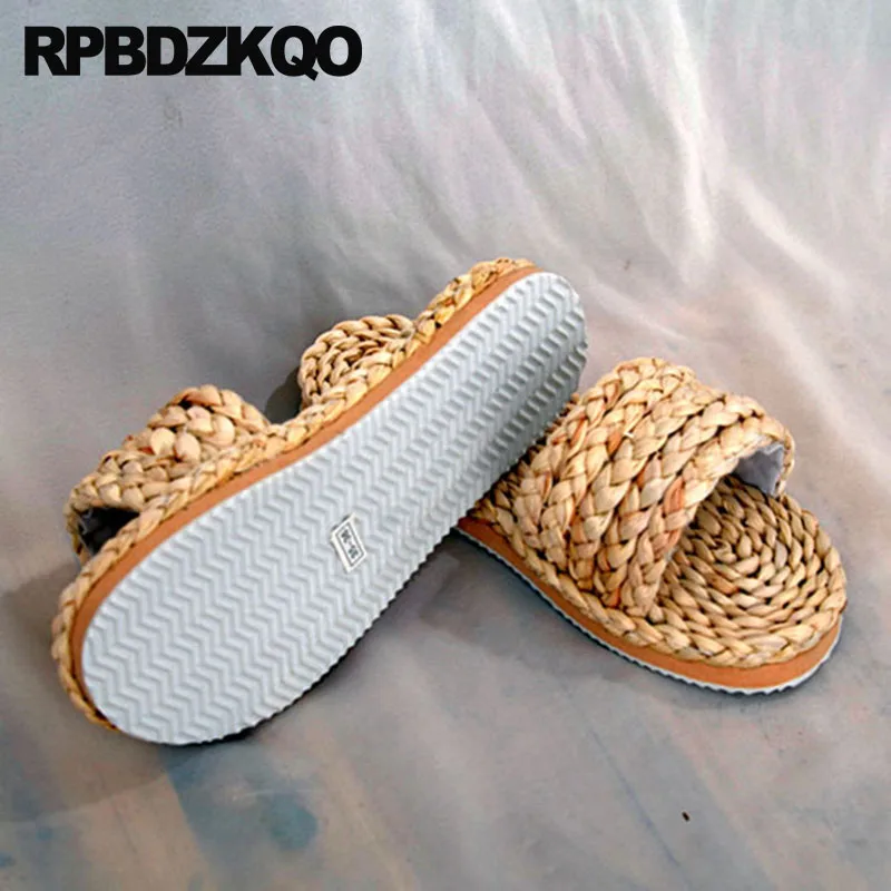 

woven slides shoes rope casual flip flop slippers espadrilles breathable mens sandals 2019 summer outdoor flat slip on fashion