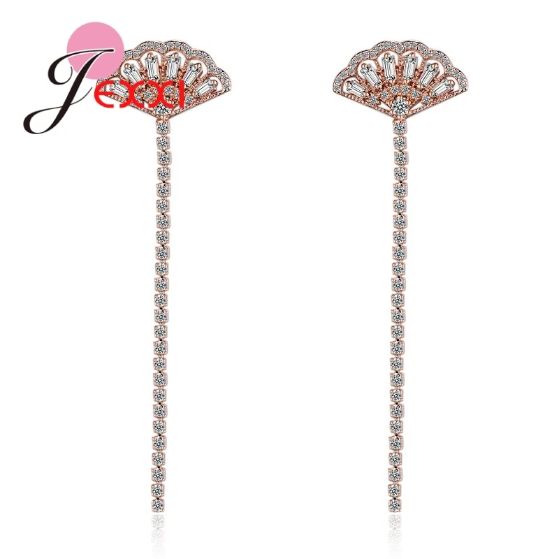 

JEXXI Top Quality Simple Ear Line Rose Gold /Silver Drop Earrings Jewelry Made with Genuine Austrian Crystal Wholesale Price