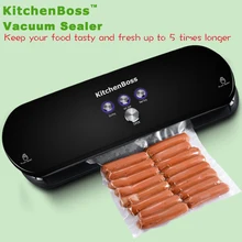 KitchenBoss Бесплатная Доставка 100-240VAC Бытовая Вакуумный Упаковщик Автоматический Вакуумный Уплотнение Система Сохраняет Свежий до 6x Больше 2016