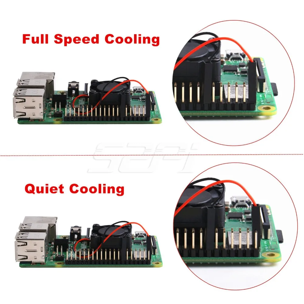 52Pi 1/2 двойной вентилятор квадратный охлаждающий вентилятор с радиатором кулер комплект для Raspberry Pi 3B Plus(3B+)/3 B/2B/B