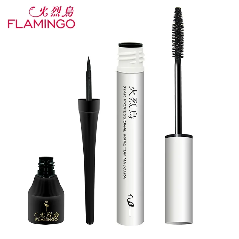 

FLAMINGO High Quality Eye Makeup Kit 2Pcs 11ml Mascara & 3.5ml Eyeliner Liquid Makeup Cosmetics Set Black Eye Cosmetics Set
