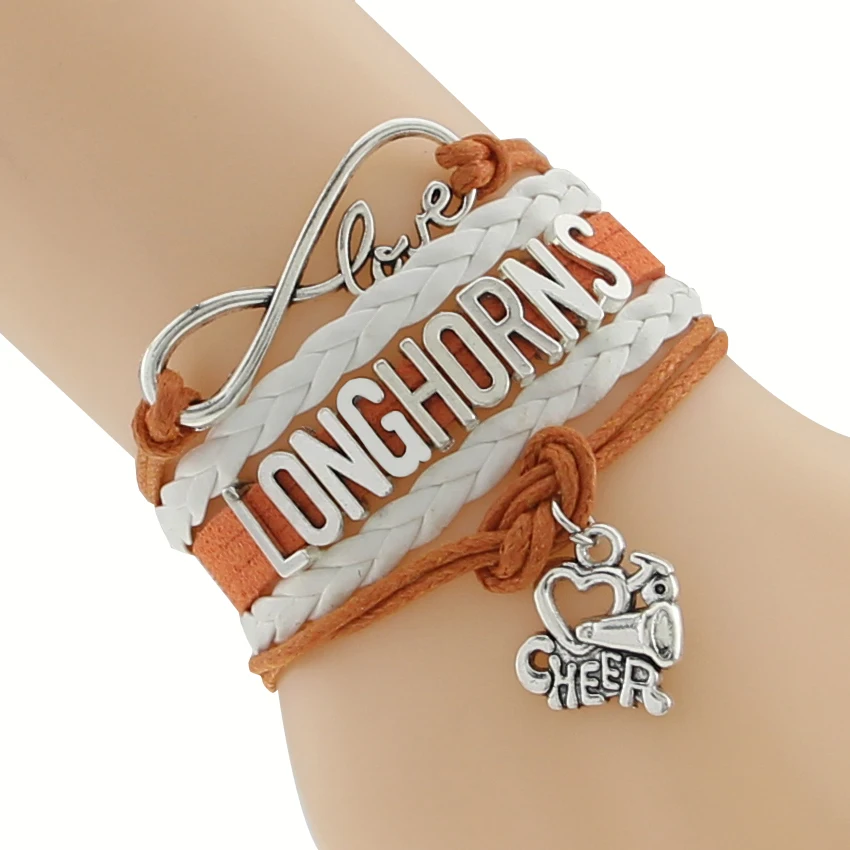 Customized Infinity Love Longhorns Football Team Bracelet Orange White