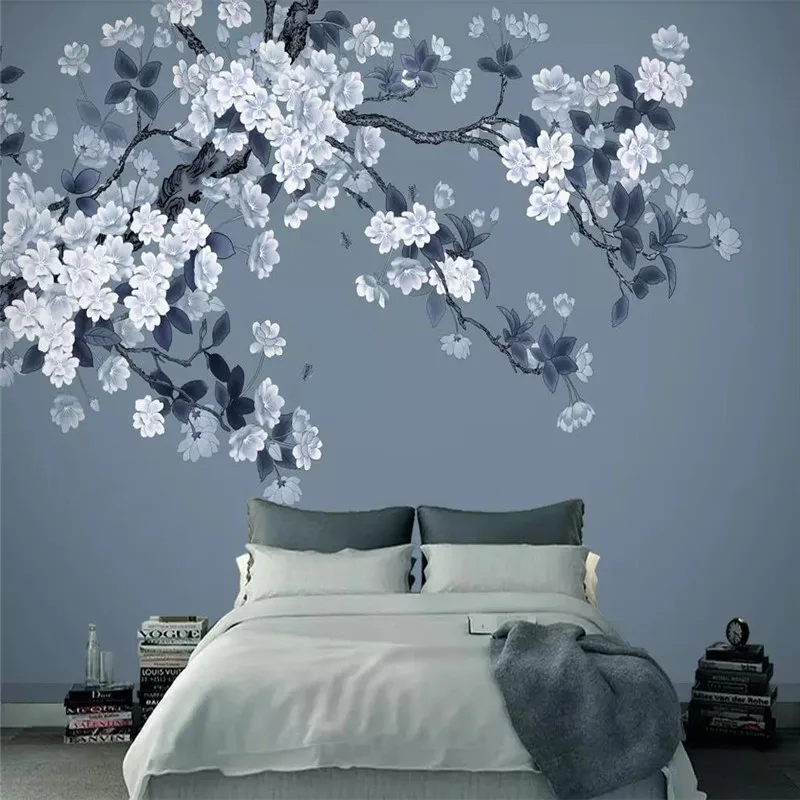 

Customized large wallpaper Begonia new Chinese style Chinese background mural waterproof material