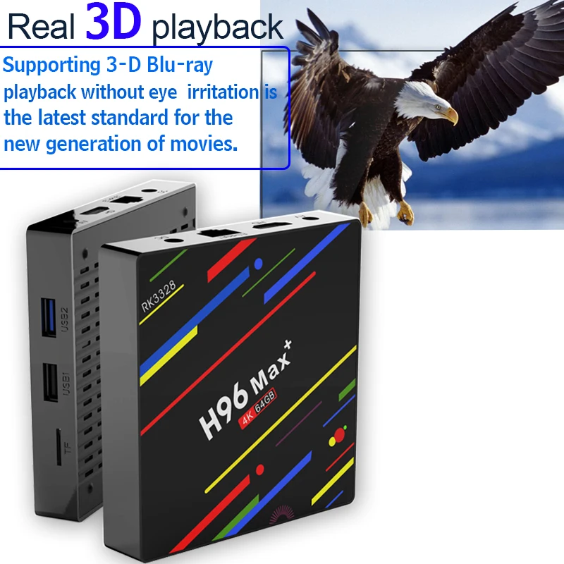 Rockchip RK3328 H96 MAX Plus TV caja Android 81 Smart TV BOX 4 GB 32 GB 64 GB USB3.0 h.265 4 K MAX Set Top caja reproductor