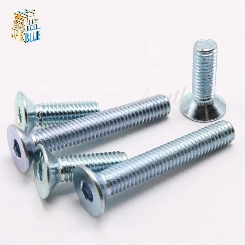 2PCS 10.9 Grade Galvanized Flat Head Countersunk Head Hexagon Screws