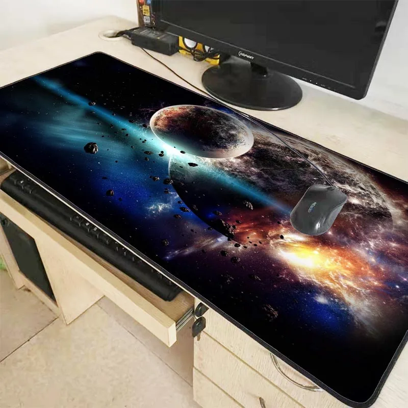 

Mairuige Moon Space Blue Large Mouse Pad Gaming Waterproof pad Anti-slip Natural Rubber Mat with Locking Edge