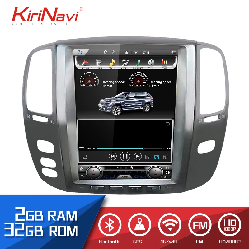 Top KiriNavi Vertical Screen Tesla Style Android 12.1inch Car Radio For Lexus LX470 GPS Navigation Player 2 din 0