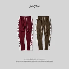 Сода воды мужские контрастные цвета уличные модные брюки повседневные брюки японские буквы печати боковые полосы спортивные брюки 359W17
