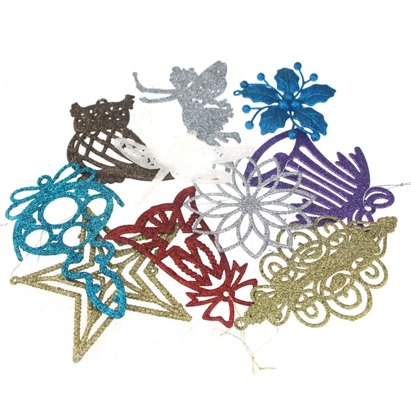 

In total 12 PCS by random Gold powder Merry Christmas decorations Xmas tree present adornments DIY party production accessories