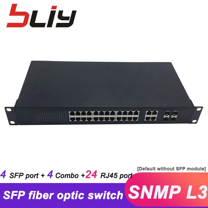 Bliy L3 sfp snmp сетевой оптический коммутатор 24 rj45 4 комбинированный Коммутатор уровня 3 sfp медиаконвертер с RSTP/веб-управлением/SNMP/VLAN