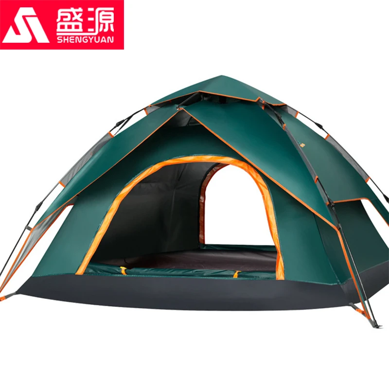 

4 Person Pop Up Double Door Camping Tent Double Layer Pop Up Waterproof Windproof Anti Mosquito Breathable Big Family Tent