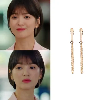 

Korean Star New TV Fashion Women Metal Link Chain Drop Earrings Geometric Elegant Zipper Shaped Pendientes Girl Jewelry Gifts