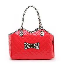 Розовая красная искусственная кожа хлопок смешанная вышивка Pet переноска для собак сумка модная маленькая Щенок Собаки Сумка