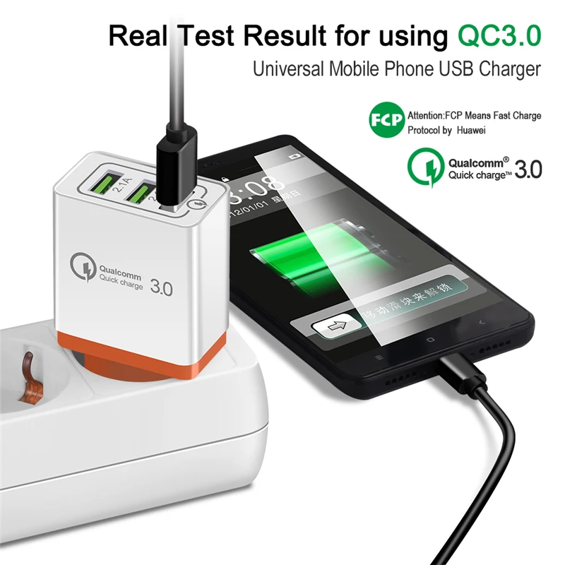 Путешествия 3 порты и разъёмы Usb Quick charger Qc 3,0 Быстрая зарядка стены для IPhone Xiaomi Mi7 samsung мобильного телефона QC3.0 адаптеры питания