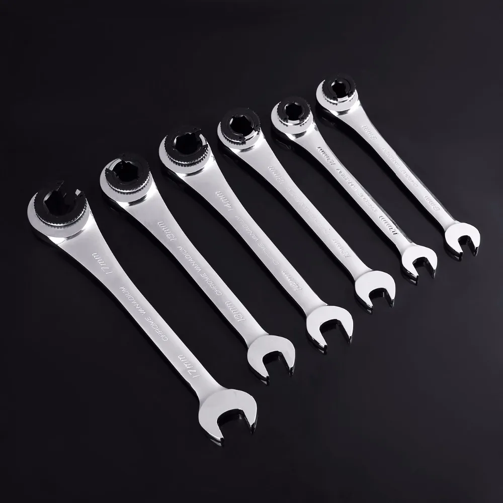 6Pcs 8 17mm Pipe wrench Tubing ratchet flare nut wrench flared wrench
