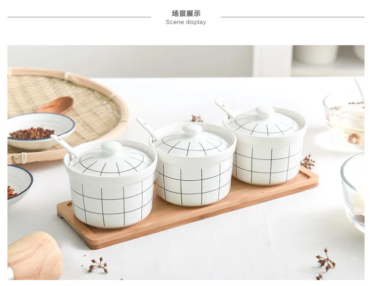 3 шт. Набор Новый японская керамика приправа коробка набор соляная банка креативный резервуар для соли Бытовая Кухня кухонная утварь