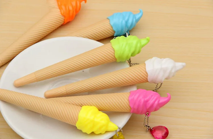 Студенческая 4 шт./партия, 12 цветов, милая креативная гелевая ручка для мороженого, милые Кристальные алмазные ручки-подвески, корейские канцелярские принадлежности 2150