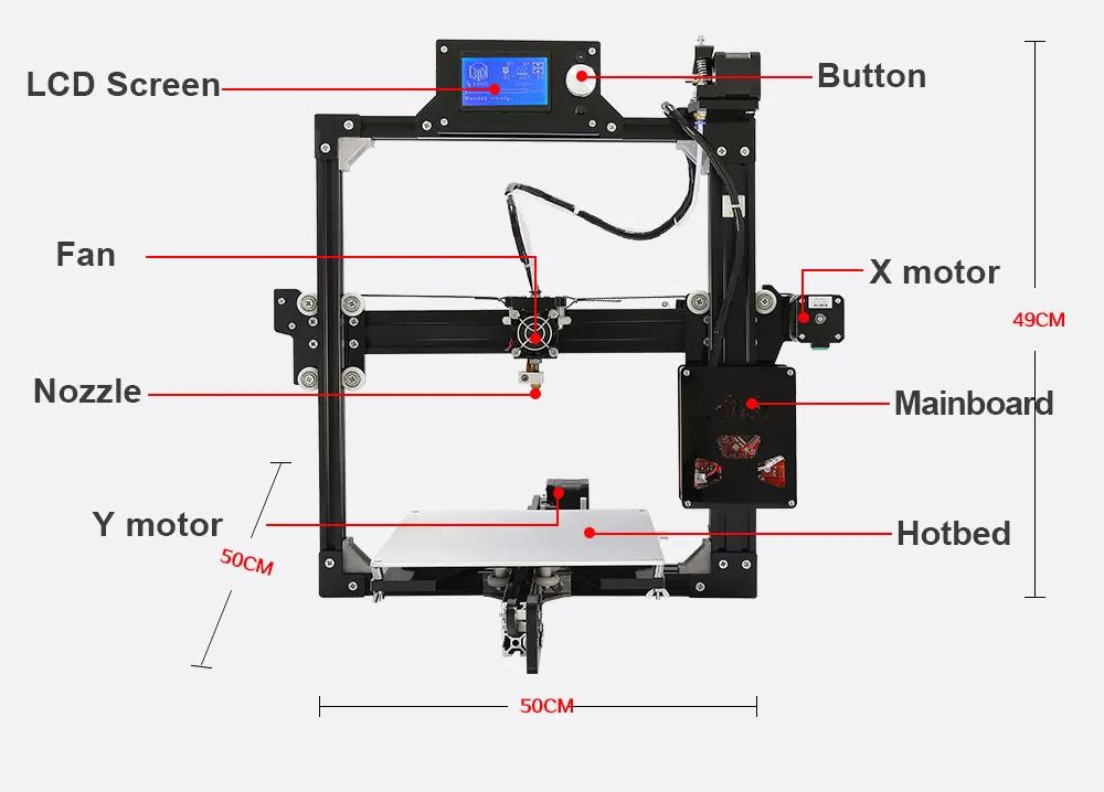 Anet A2 пластиковая печатная машина 3d принтер Prusa I3 прочная структура XYZ ось 220*270*220 мм большой размер 3d принтер алюминиевая кровать