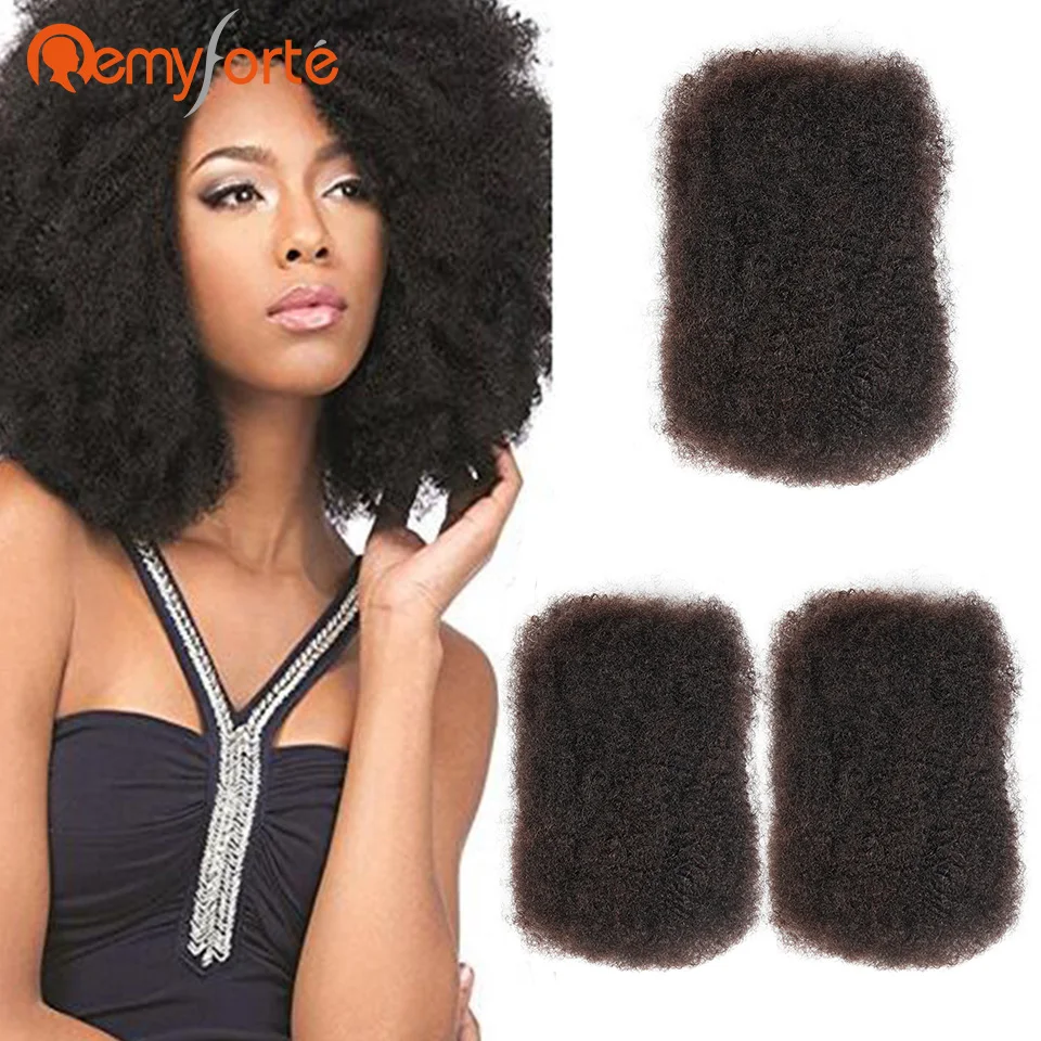 melhor Cabelos Cacheados Crespo Mongol Remy Forte Massa Tranças De Crochê Cabelo Humano Sem Trama 1 pc 50g Feixes de Cabelo Em Massa para Trança Cor Natural