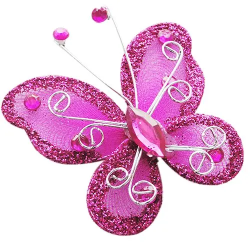 

suoja 10pcs Plum Organza Wire Rhinestone Butterfly Glitter Wire Butterflies For Craft Party Wedding Decorations
