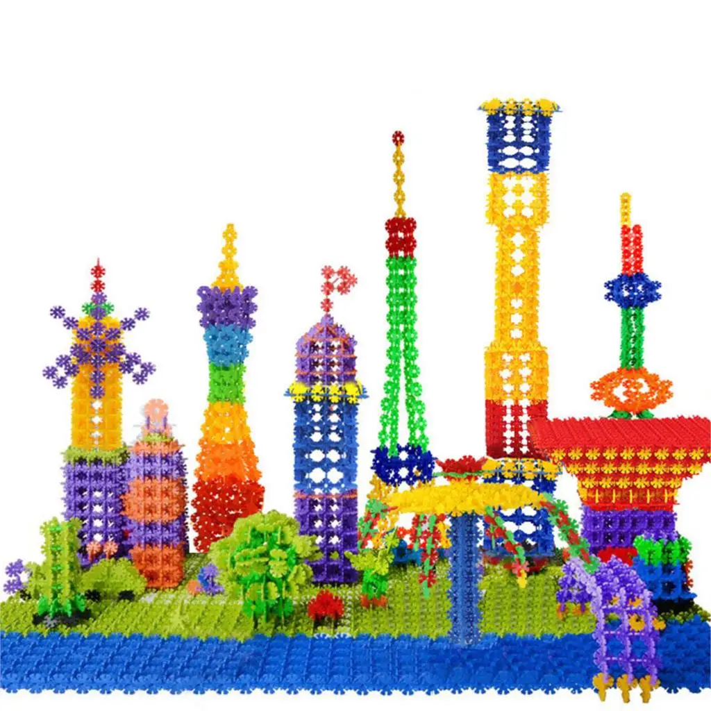 100pcs Snowflakes Kid Baby Multicolor Model Building Block Snowflake