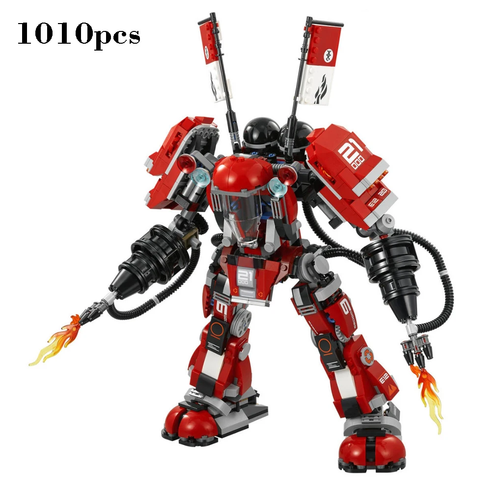 

2017 Ninjagoinglys Movie Series Fire Mech Set with figure weapons building block brick toys for children gifts 70615 1010pcs