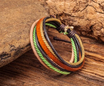 

Lot 10PCS Wholesale Surfer Men's Women's Multilayer Friendship Hemp Leather Bracelet Wristband Cuff Adjustable Handmade