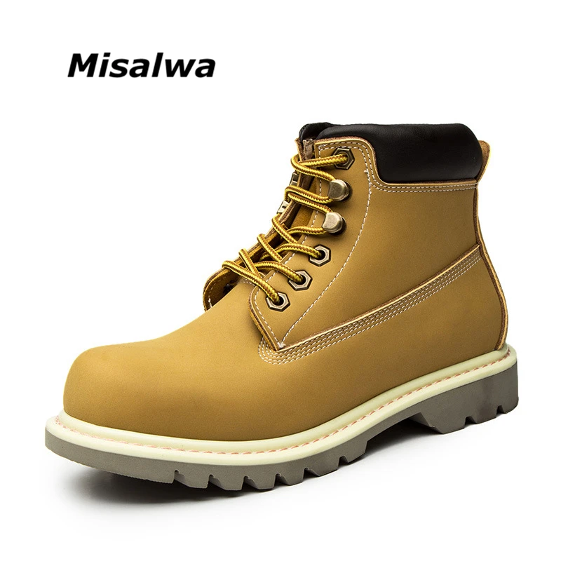 

Misalwa 2019 Big Size 38-44 Women Boots Fashion Lace-up Ankle Martin Boots Warm British Casual Vintage Female Yellow Boots