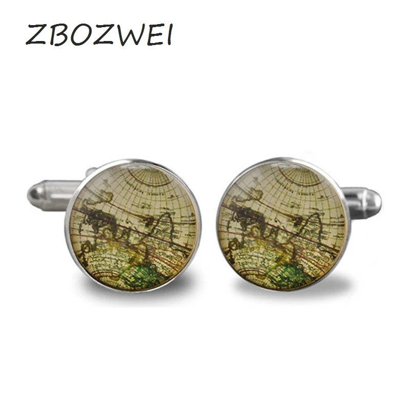 

ZBOZWEI 2018 Map cufflinks Custom Vintage Maps Select two locations Anywhere in the world Wedding Groom Personalized Cufflink