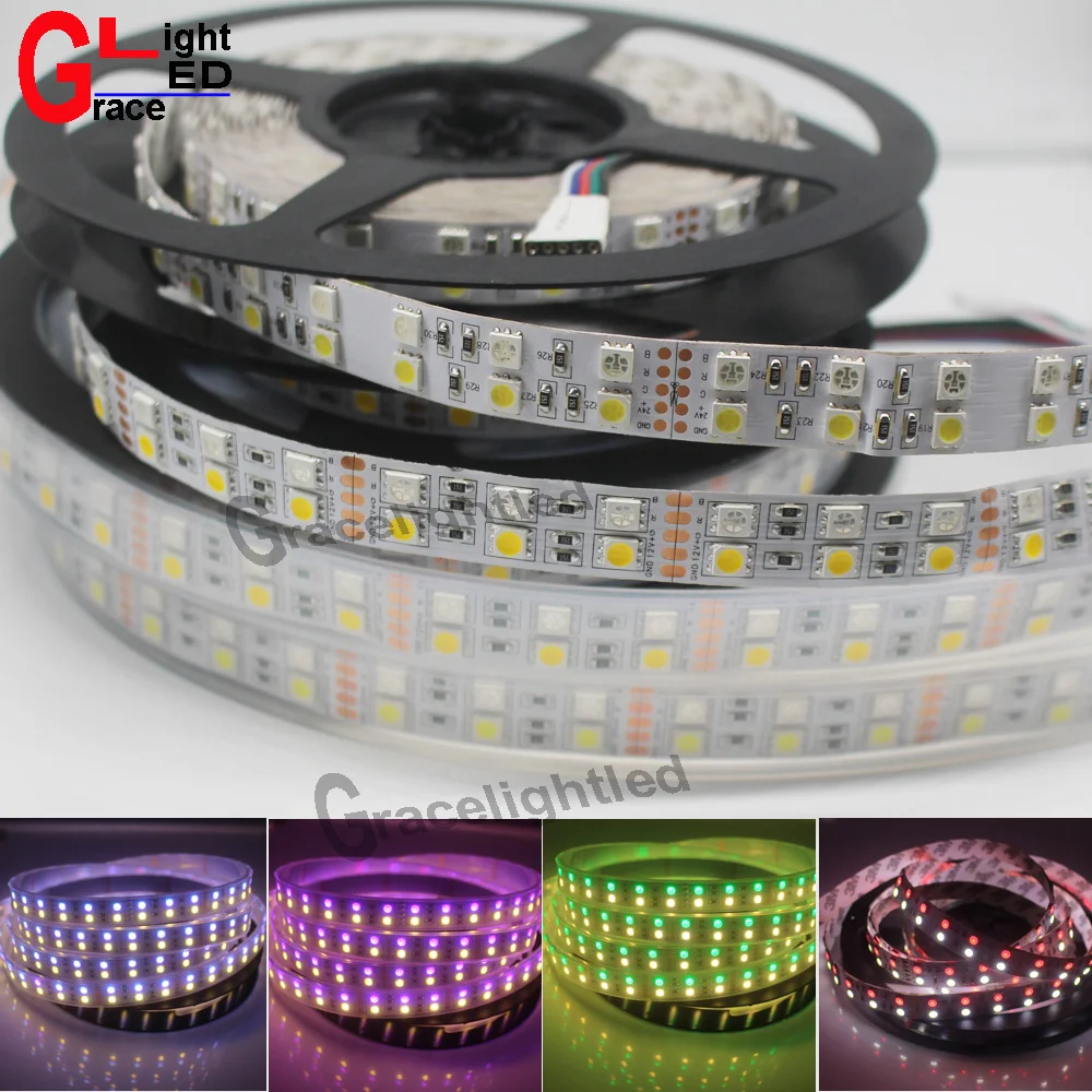 

5M Double Row 5050 SMD 600 RGBW RGBWW RGB White Flex LED Strip light 120led/M IP20 / IP66