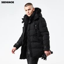 Seenimoe брендовые зимние парки для человека с капюшоном ЕС Размеры M-3XL ветрозащитная зимняя куртка одноцветная Мужская Длинное теплое пальто