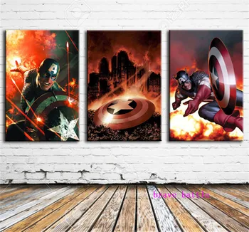 

The Avengers Captain America 3 Pieces Canvas Painting Print Living Room Home Decor Modern Wall Art Oil Painting Man Thor Hulk
