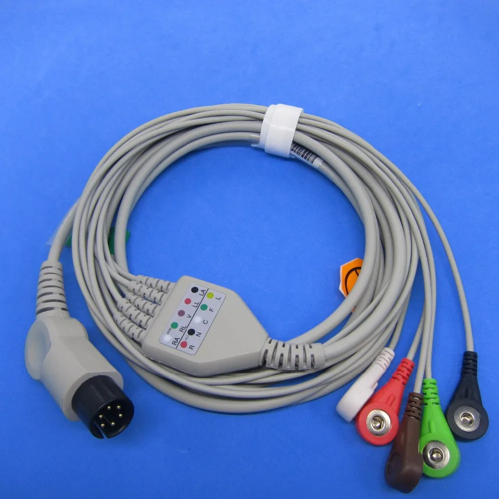 Цельный ЭКГ кабель с 5 ВЕДЕТ SNAP совместимый для TRIUP TR6628-6000P монитор пациента