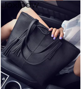 

women bag 2018 fashion women leather handbag brief shoulder bags gray /black large capacity luxury handbags women bags designer