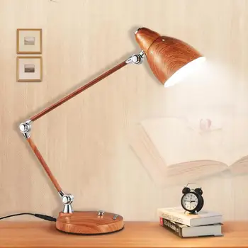 

Study LED Learning Desk Lamp table light student Eye protection Reading Lamp Wood grain desk work Lamp brown Energy Saving light