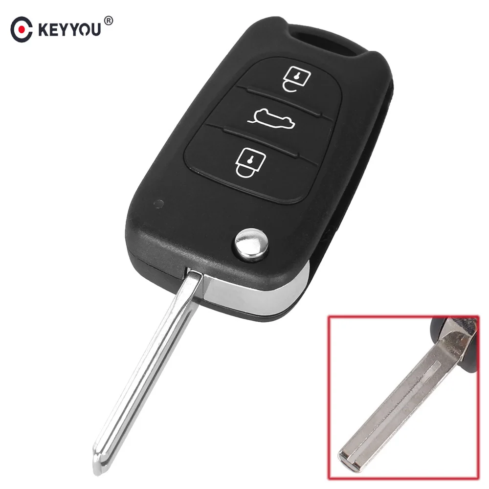 KEYYOU Replacement Remote Car Key Shell 3 BT Flip Folding Key Case For Kia K2 K5 Rio 3 Picanto Ceed Cerato Sportage For Hyundai