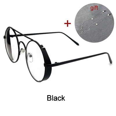 Ralferty круглые очки оправа с цепочкой золотые металлические очки женские модные стильные очки Аксессуары женские Oculos fzq - Цвет оправы: Черный