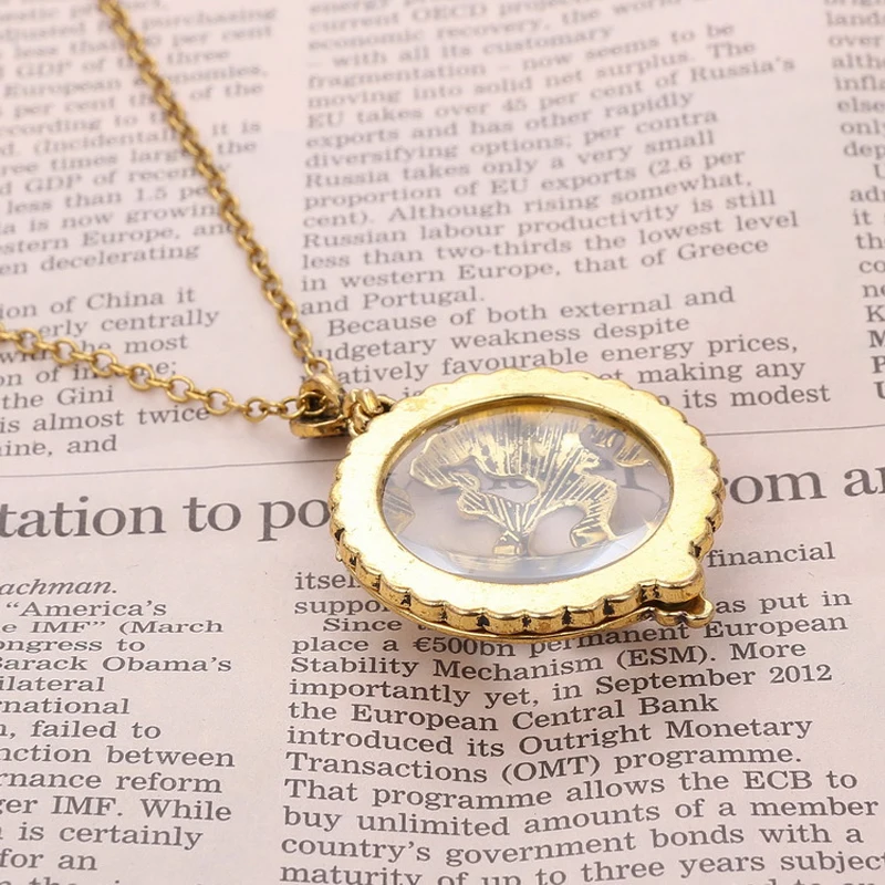 Retro Antique Statement Necklace Shellhard Crystal Cat Magnifying Glass Pendant Long Chain Necklace Fashion Jewelry For Women