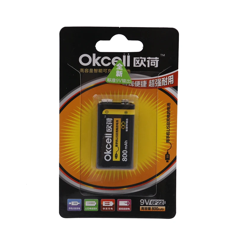 OKCELL 9V перезаряжаемая батарея 800mAh USB портативная OKcell микро USB батареи для радиоуправляемого вертолета модель микрофона Bateria