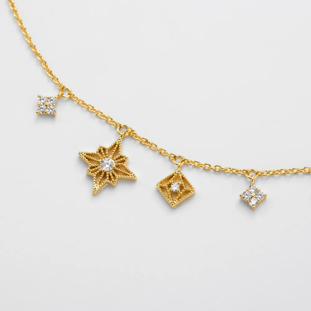 MLING, винтажное медное ожерелье из циркона, ожерелье, модное, снежинка, ключ, звезда, кулон, ожерелье для женщин