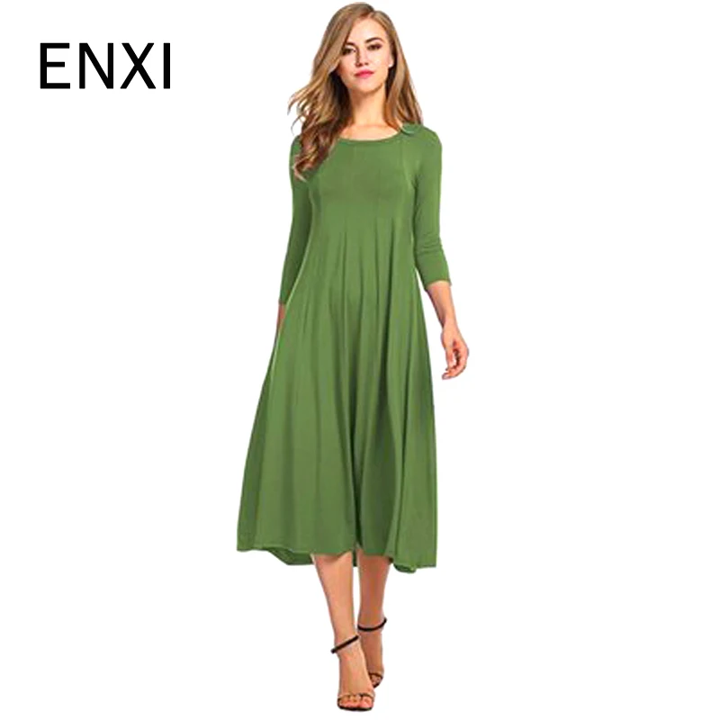 

ENXI Solid Maternity Dresses Plus Size Pregnant Dress Spring Pregnancy Middle Dress Gravida Clothes For Pregnant Women