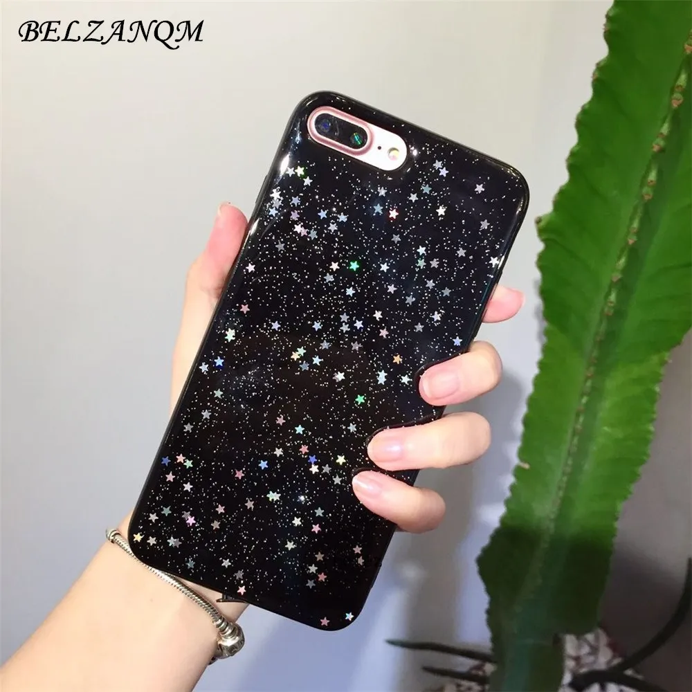 

For iphone X XR XS MAX iphone8 Case Bling Star Silicon Clear Cover Glitter Coque Case for iphone 6 s 6s plus 7 8 plus cases capa