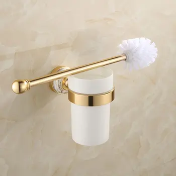 

European Style Aluminum Toilet Bowl Brush Holders Bathroom Accessories Golden